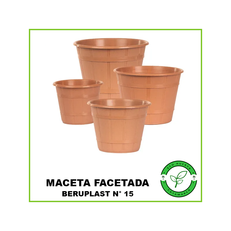 Maceta Faceteada Madera Beruplast N° 15